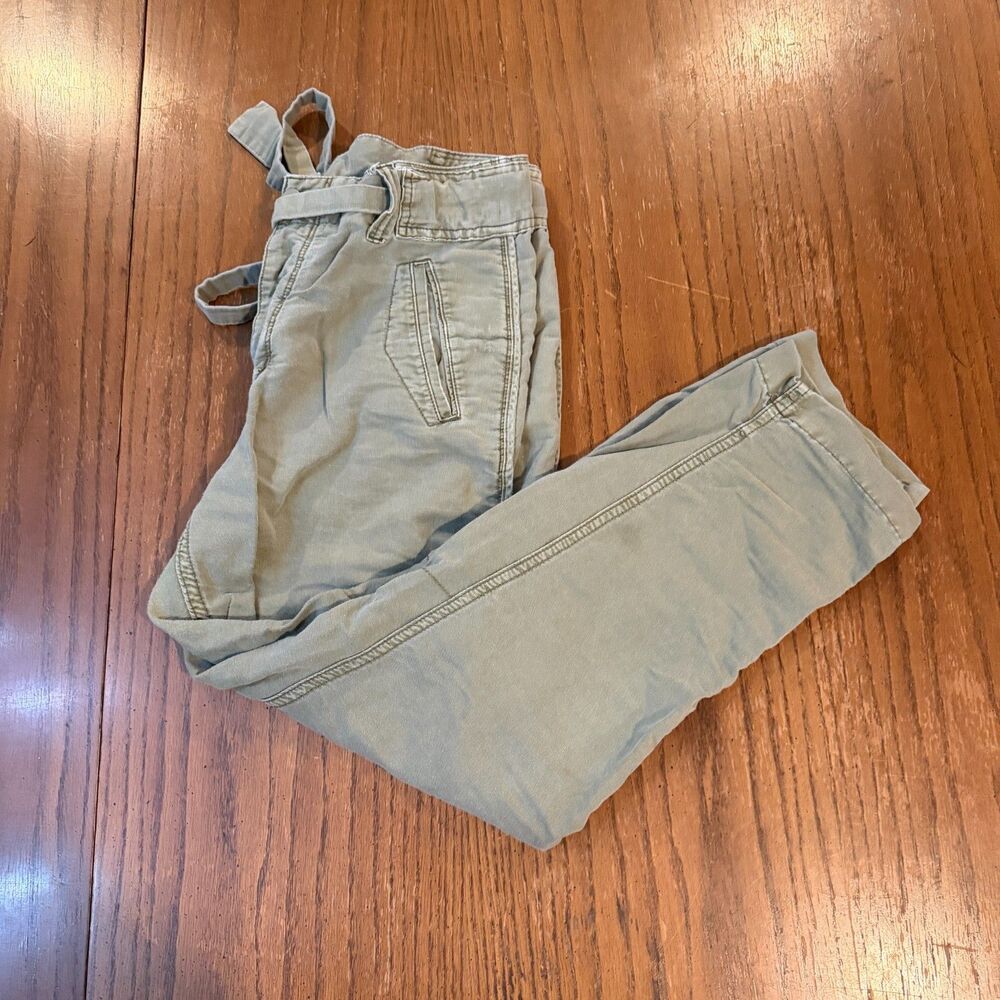 Free People Womens Olive Green Pants Tie Waist Tapered Utility Boho Casual 6